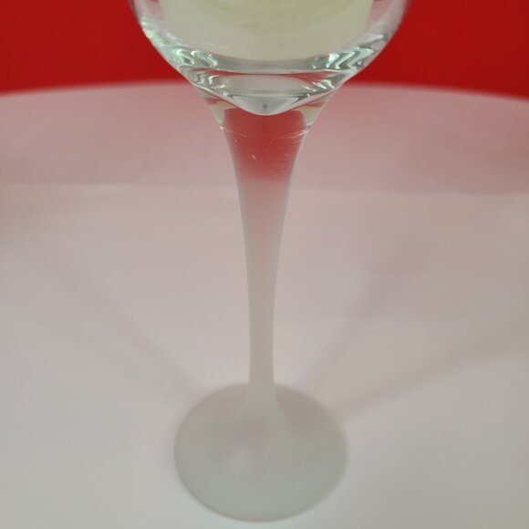 Set of Three Frosted Stem Votive Tealight Candle Holders - Picture 4 of 5